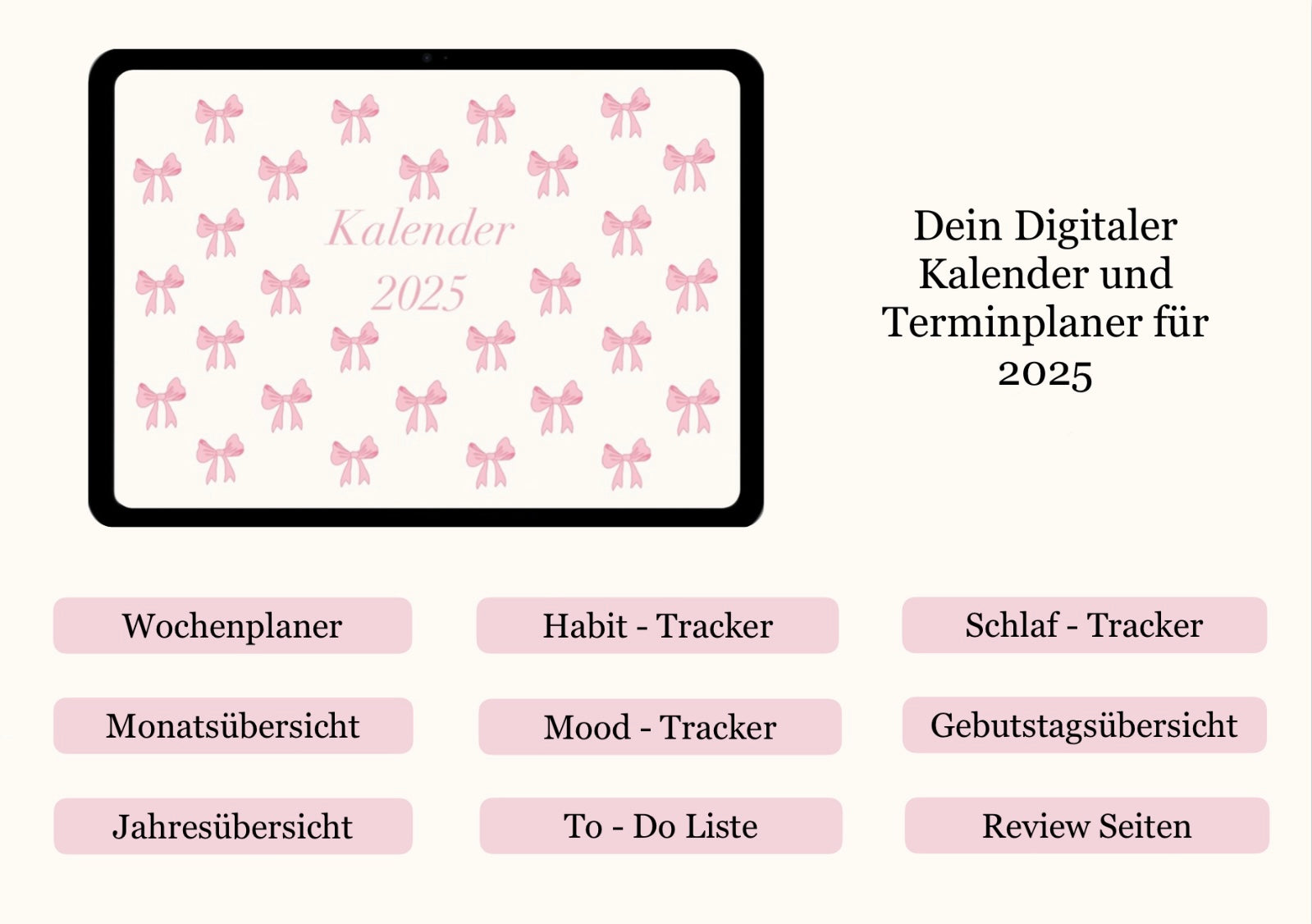 Auflistung des Inhalts des digitalen Kalenders 